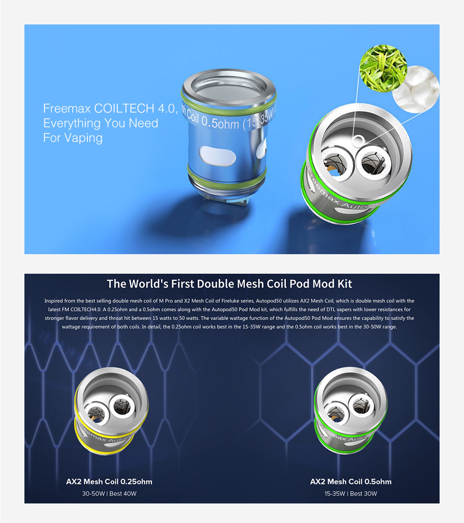 Freemax Autopod50 Coils UK Features