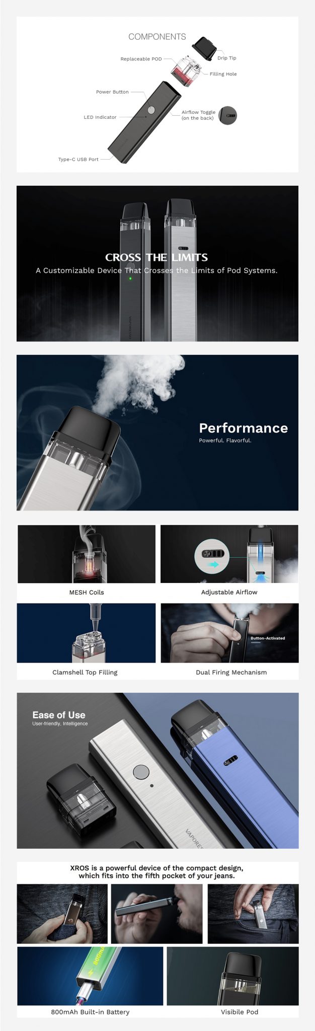 Vaporesso-XROS-Pod-Kit-UK-Features