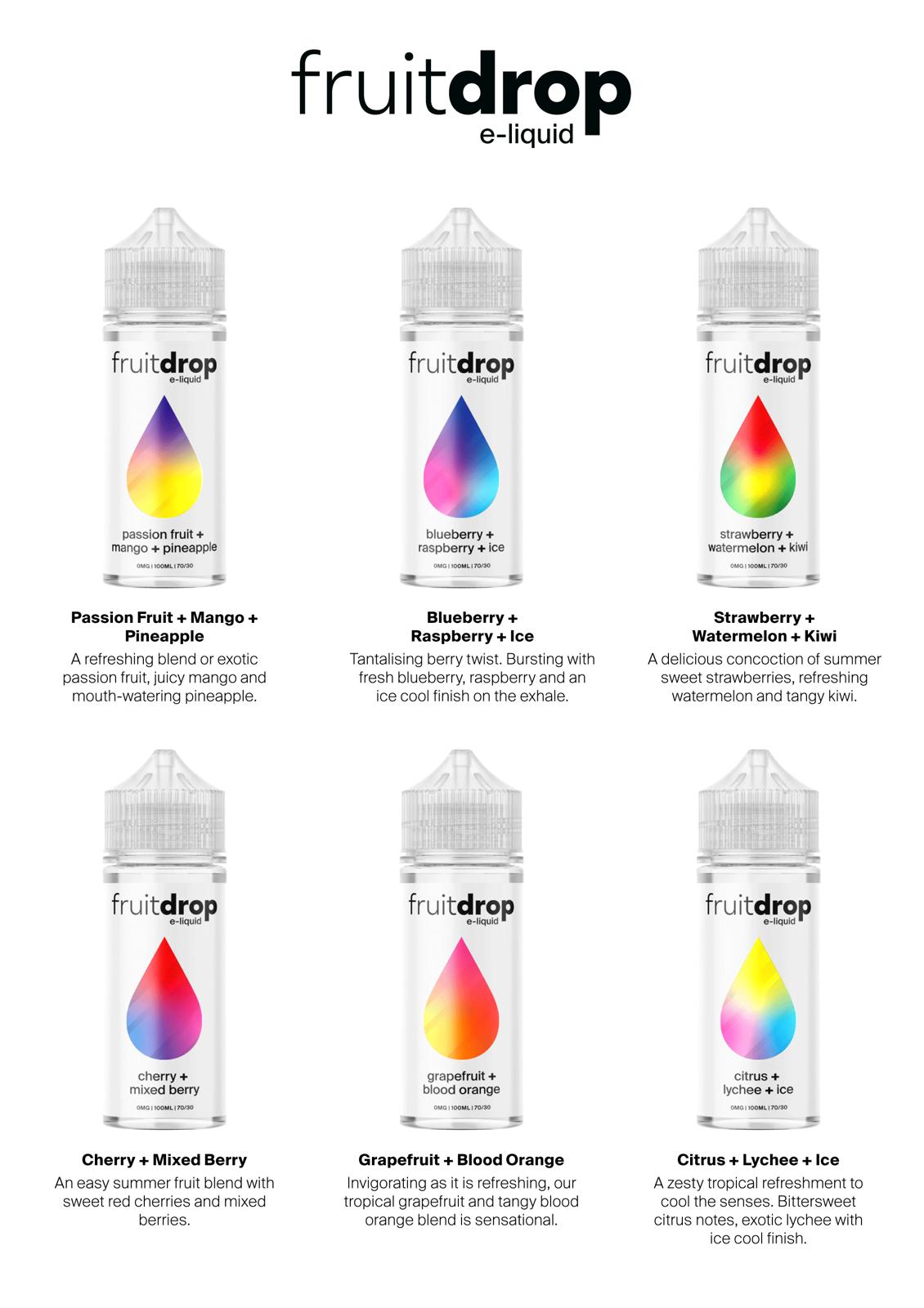 Flavour Card front Fruit Drop e liquid uk