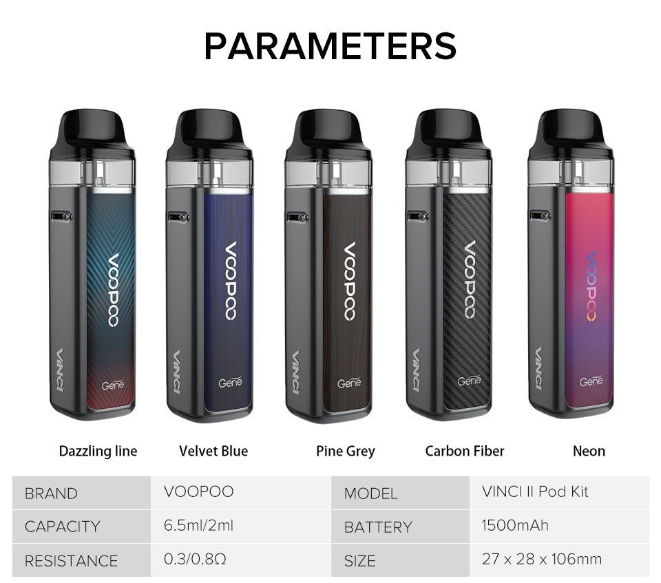 Voopoo Vinci 2 Pod Kit Parameters UK