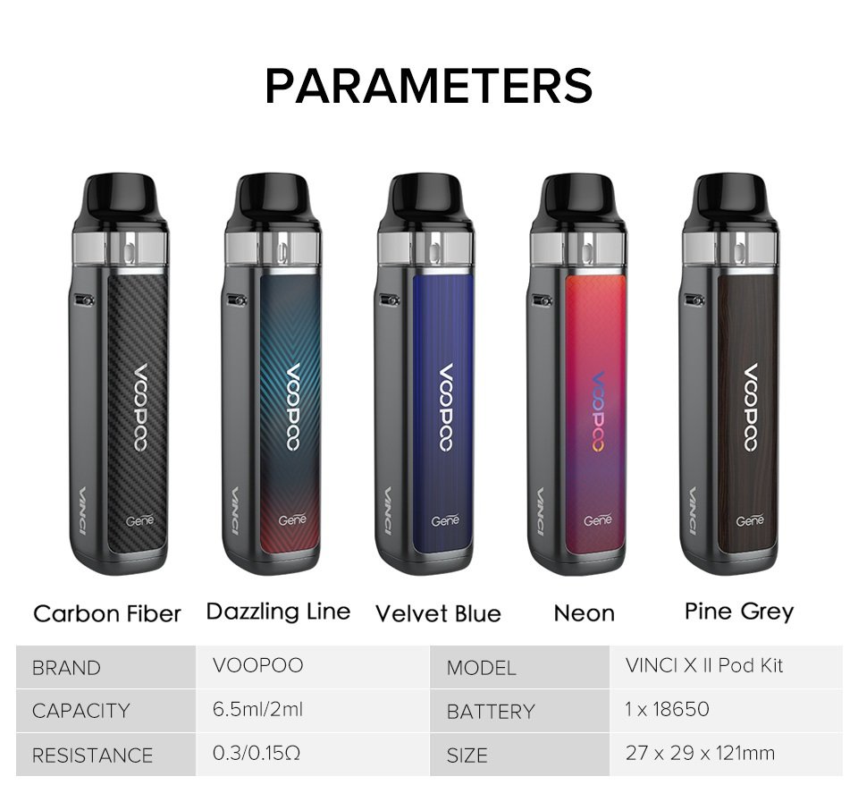 Voopoo Vinci X 2 Pod Kit Parameters UK