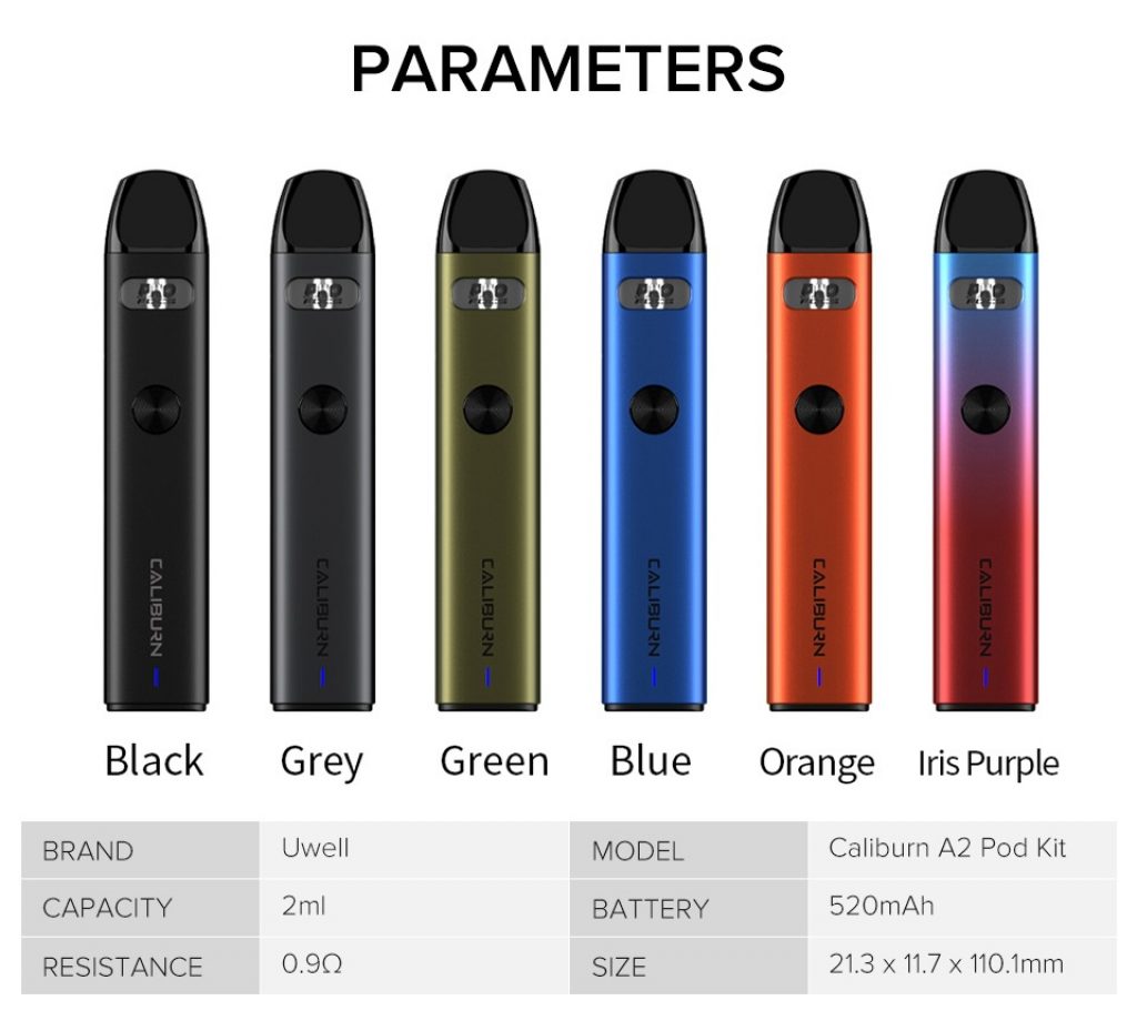Uwell-Caliburn-A2-Pod-Kit-Parameters