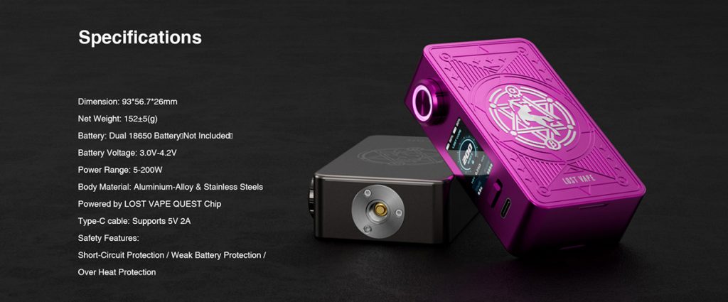 Lost Vape Centaurus M200 Kit Specifications