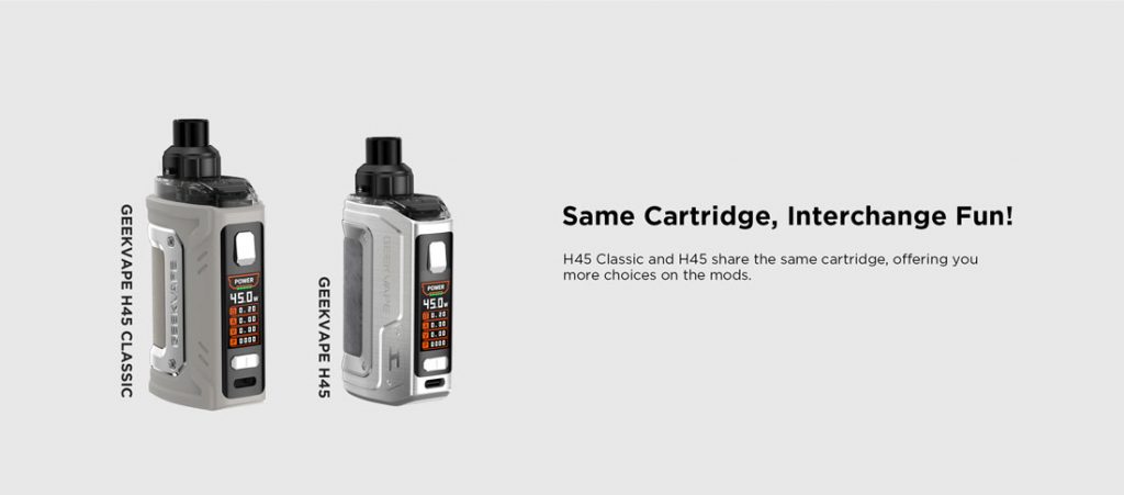 Geekvape H45 Classic (Aegis Hero 3) Pod Kit Cartridge Compare