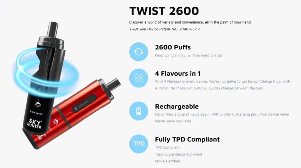 Sky Hunter 2600 Disposable Vape Parameters