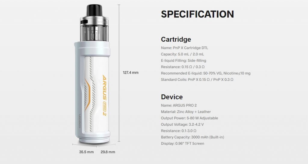 Voopoo Argus Pro 2 Pod Mod Kit Specification