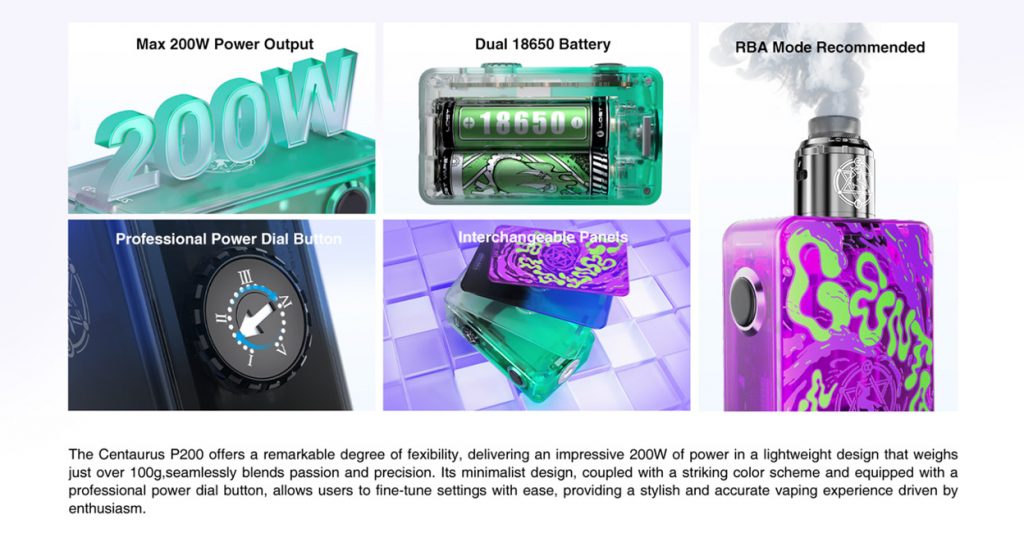Lost Vape Centaurus P200 Box Mod Features