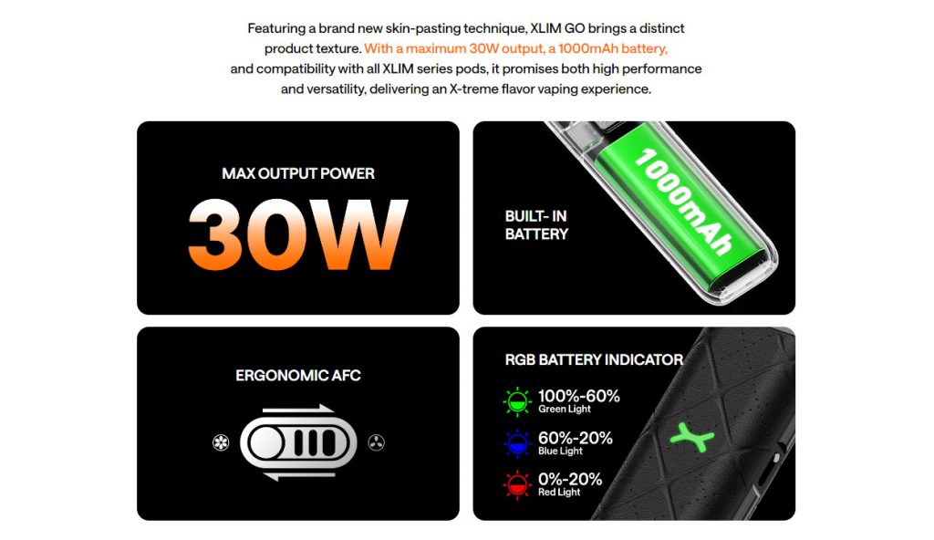 OXVA Xlim Go Pod Kit Features