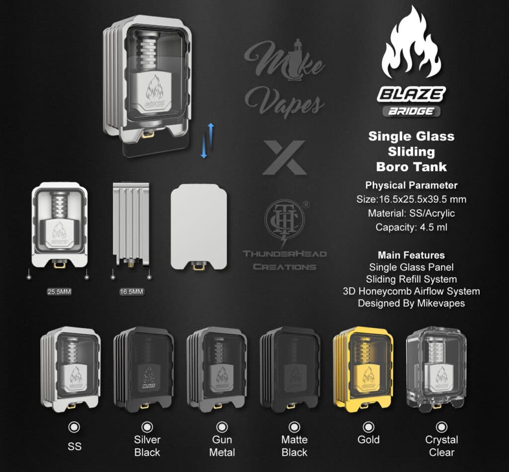 ThunderHead Creations Blaze Bridge with Sliding Tank Single Glass Parameters