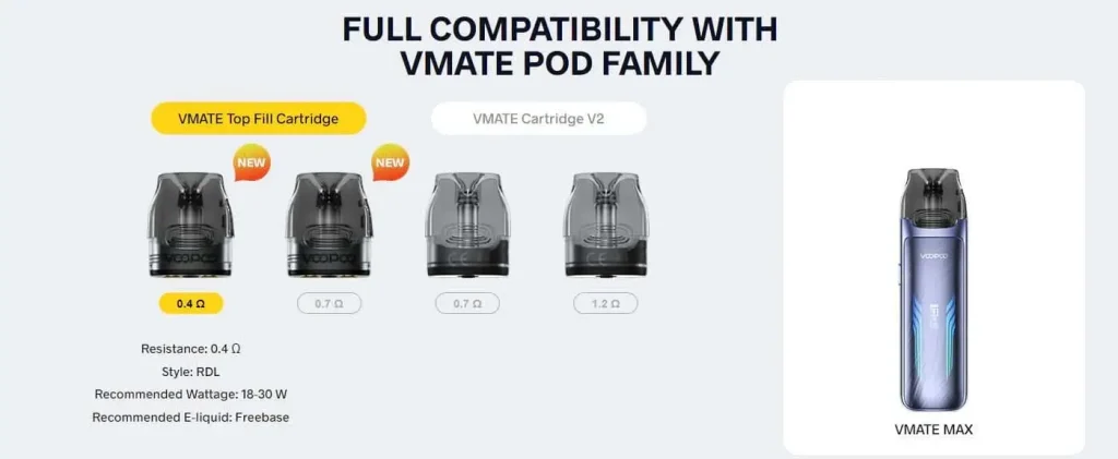 VOOPOO Vmate Pod Cartridge V3 Compatibility