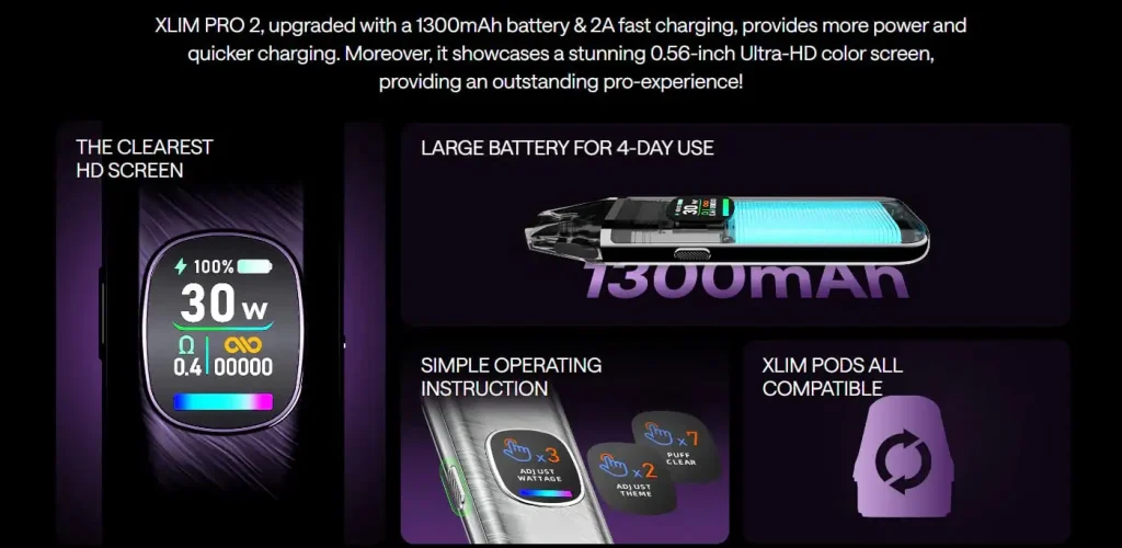 OXVA Xlim Pro 2 Pod Vape Kit Key Features