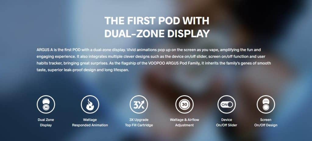 Voopoo Argus A Pod Kit Dual Zone Display