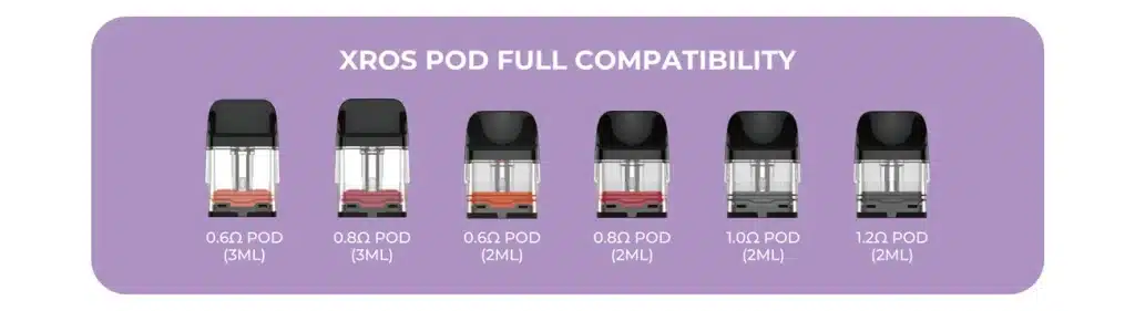 Vaporesso XROS 4 Nano Pod Vape Kit Xros Pod Compatibility