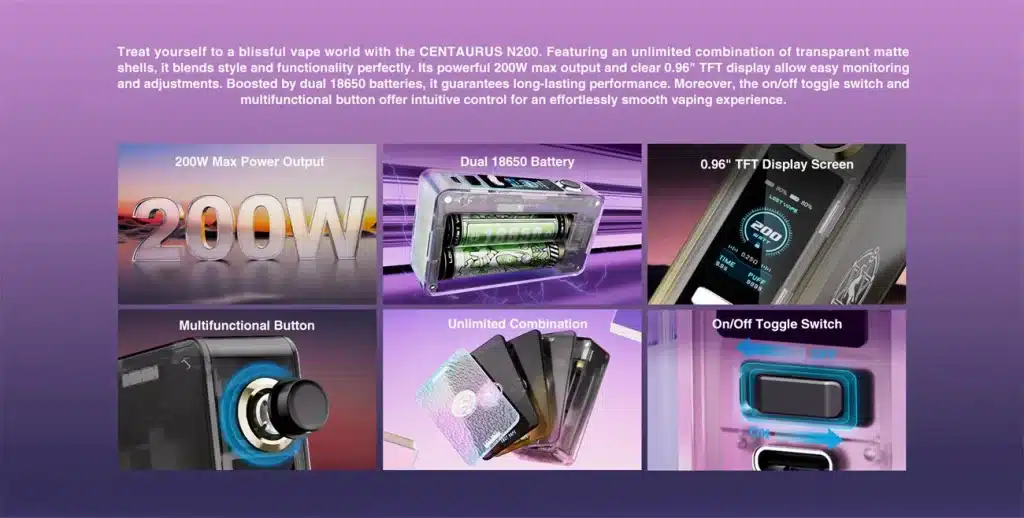 Lost Vape Centaurus N200 Kit Features