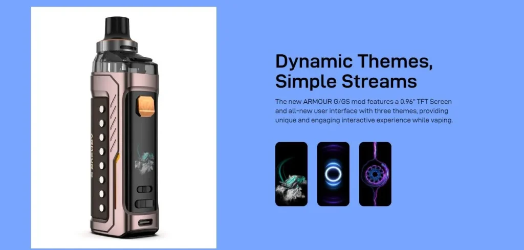 Vaporesso Armour GS Pod Kit TFT Screen & Dynamic Themes