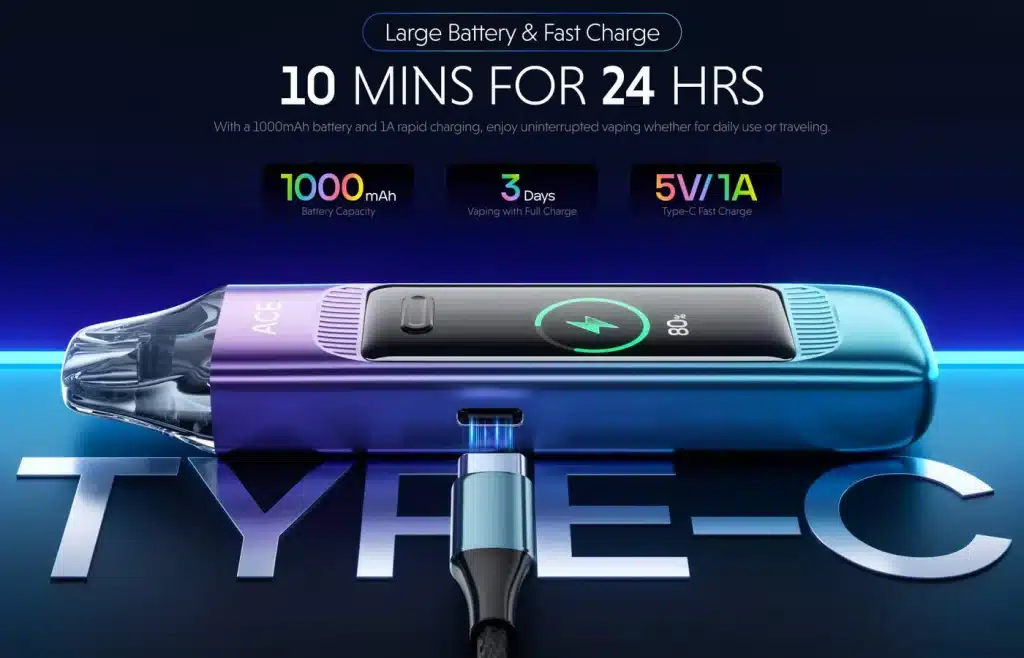 Vozol Ace Max Pod Kit Battery & Fast Charge