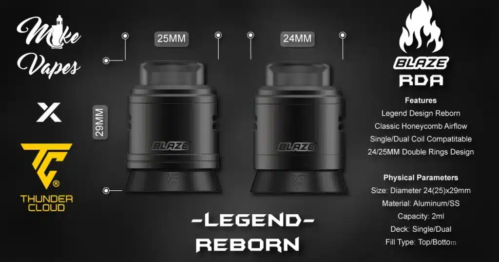 Thunder Cloud Blaze Dual Coil RDA Features