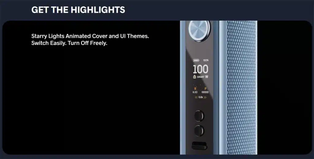 VOOPOO Vinci Spark 100 Vape Kit UI Themes