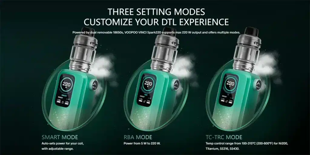 Voopoo Vinci Spark 220 Vape Kit Modes