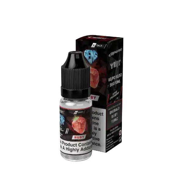 Bottle of Dr Vapes nic salts in Ruby flavour next to its box