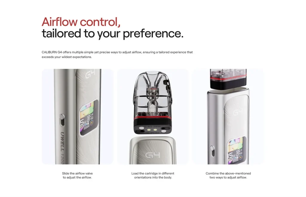Uwell Caliburn G4 Pod Kit Airflow Control
