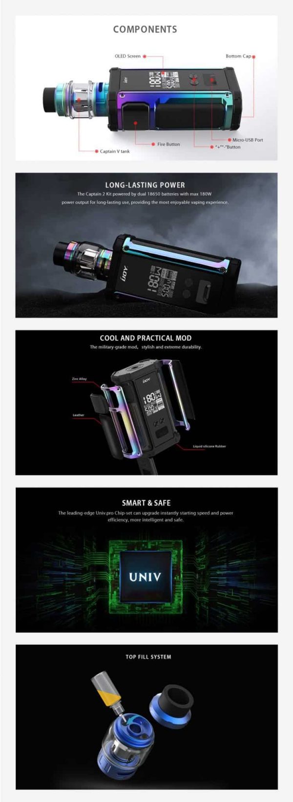 iJOY Captain 2 180W TC Kit with Captain V - Image 3
