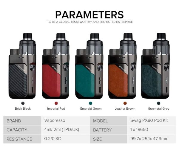 Vaporesso Swag PX80 80W 18650 Pod Kit - Image 2