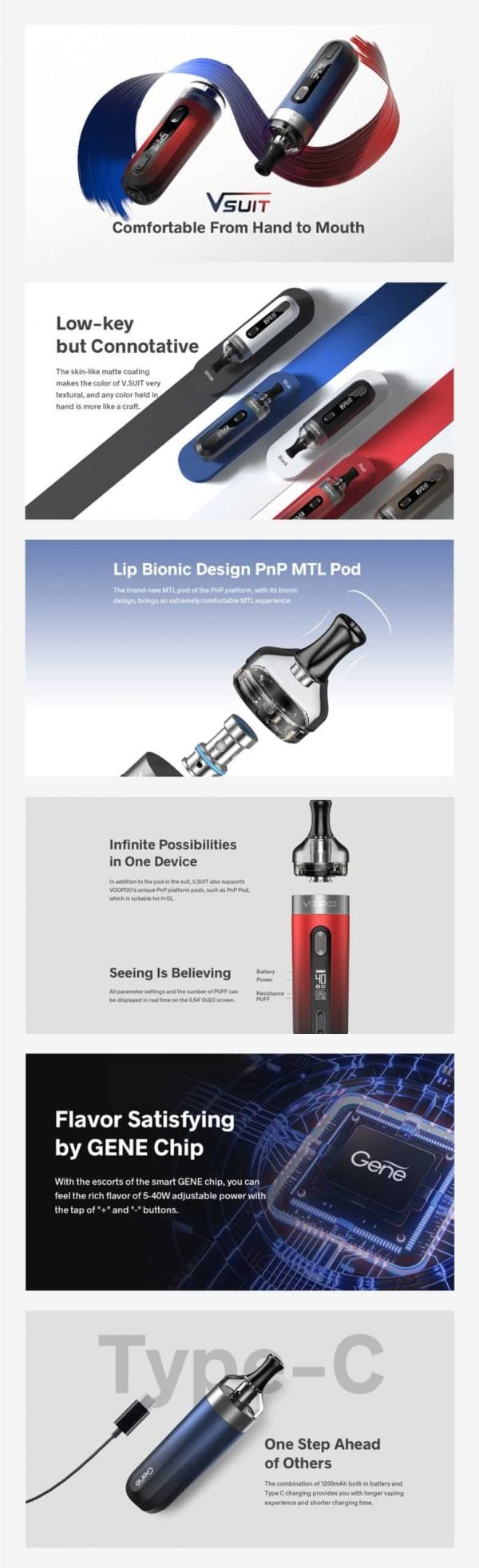 VOOPOO V.SUIT 40W VW Pod Kit 1200mAh - Image 3