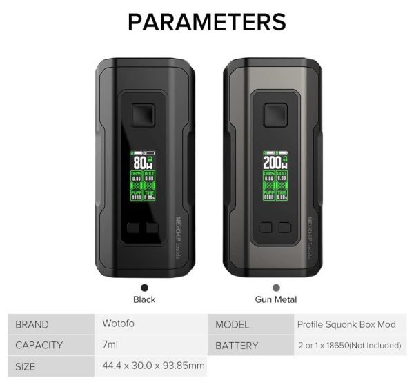 Wotofo Profile Squonk Box Mod 80W/200W - Image 5
