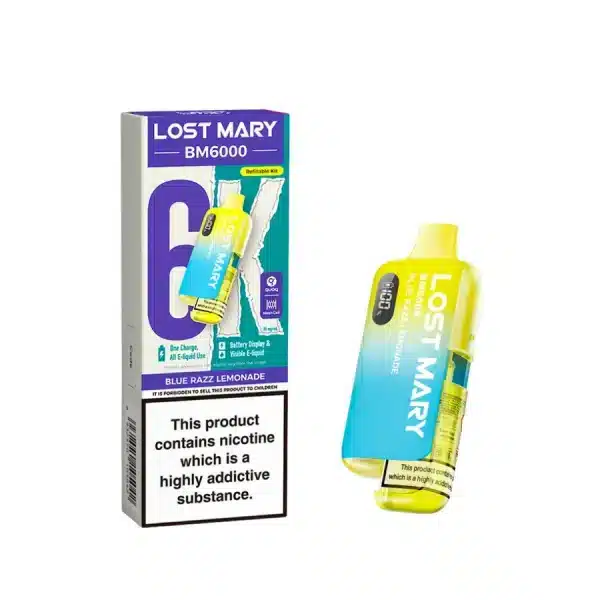 Lost Mary BM6000 Refillable Prefilled Vape Kit Blue Razz Lemonade