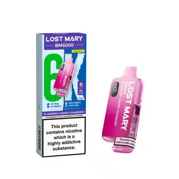 Lost Mary BM6000 Refillable Prefilled Vape Kit Blueberry Cherry Cranberry