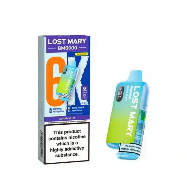 Lost Mary BM6000 Refillable Prefilled Vape Kit Miami Mint
