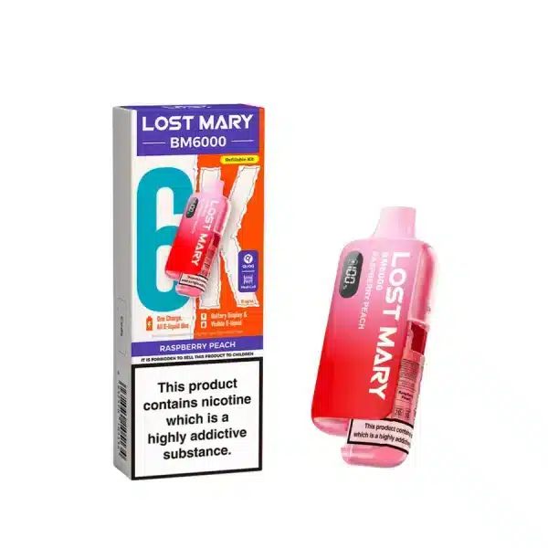 Lost Mary BM6000 Refillable Prefilled Vape Kit Raspberry Peach