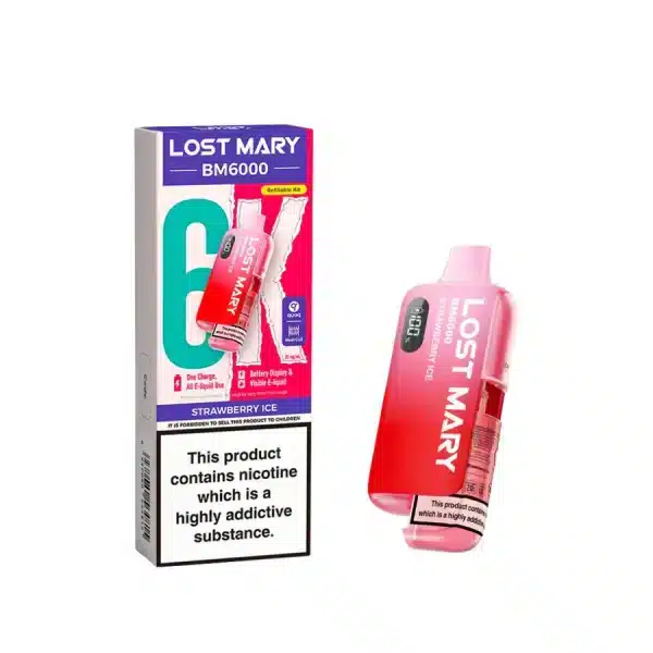 Lost Mary BM6000 Refillable Prefilled Vape Kit Strawberry Ice