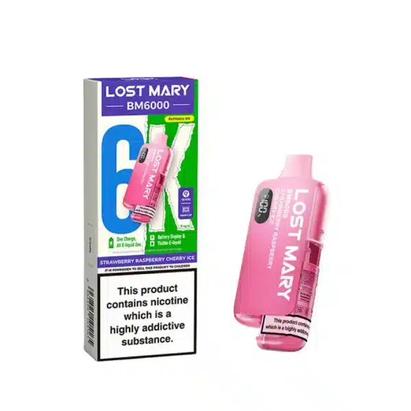 Lost Mary BM6000 Refillable Prefilled Vape Kit Strawberry Raspberry Cherry Ice